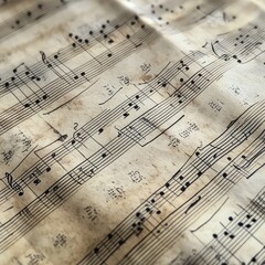 Obraz premium A sheet of musical notation slowly disintegratin