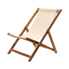 Elegant Compact Wooden Beach Chair with a Modern De Isolated on Transparent Background