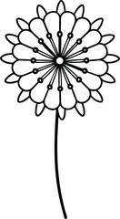 Simple Line Art Flower Dandelion Design