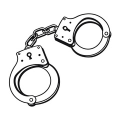 silhouette handcuffs on white background