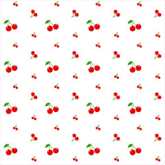 Cherry isolated on white background. Cherry healthy vitamins. Seamless pattern with cute cherries.