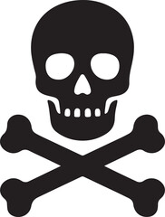 Black and white skull and crossbones silhouette vector illustration