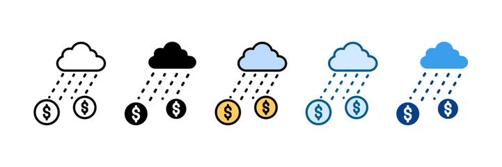 Money Rain Icon Set Multiple Style Collection