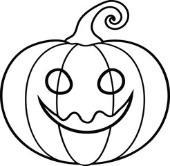 Smiling Jack-O&rsquo;-Lantern Coloring Page for Halloween Outline Drawing