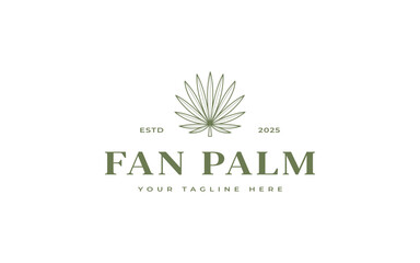 fan palm leaf logo vector illustration design