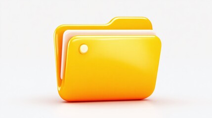 A bright yellow and orange folder stands out against a clean white backdrop.  It represents organization, files, documents, and data storage solutions.