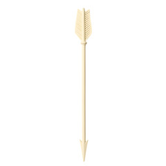 Sleek Arrow with a Minimalist Finish in Pure Ivory Isolated on Transparent Background