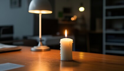 Candlelight contrast an intimate evening scene with electric lamps modern home still life cozy atmosphere warm glow
