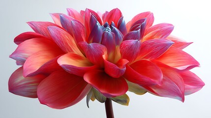 Brilliantly colored flower with vivid petals isolated on a clean white background, presented in an upright botanical view with flattening effect, captured in ultra-high-definition UHD 8K macro detail 