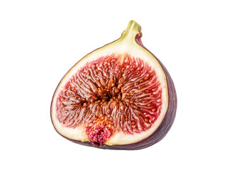 A single mountain fig halved isolated on white background soft flesh tropical clarity