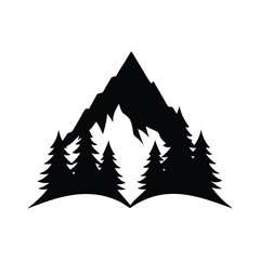 Obraz premium Tree Mountain Poster Vector Silhouette Art