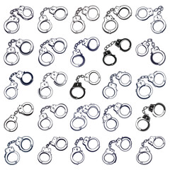 Fototapeta premium silhouette handcuffs on white background