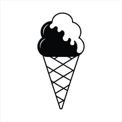 silhouette ice cream on white background