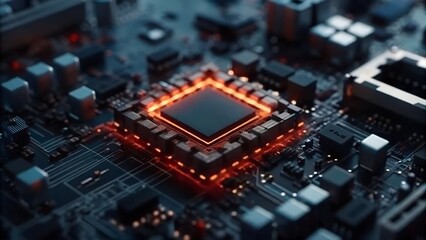 Fototapeta premium High-Performance Central Processing Unit A Close-Up Look at Modern Computer Chip Technology and Architecture