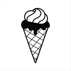 silhouette ice cream on white background