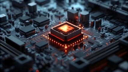 Fototapeta premium High-Performance Central Processing Unit (CPU) on Motherboard Advanced Computer Technology
