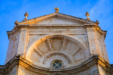 Facade of the Cathedral of the Holy Cross over the Waters aka the Cádiz Cathedral in Andalusia, Southern Spain