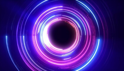 Obraz premium Abstract glowing neon circles, perfect for creating stunning visual effects and backgrounds. The design features concentric circles with vibrant colors