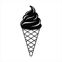 silhouette ice cream on white background