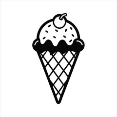 silhouette ice cream on white background