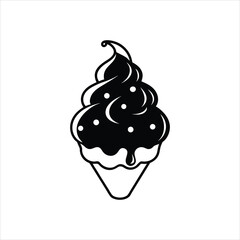 silhouette ice cream on white background