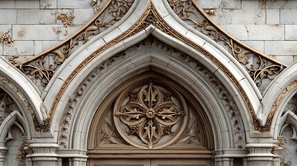 Obraz premium Detailed Vintage Sketch of Venetian Gothic Arch with Intricate Texture and Stippling