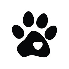 Heart Paw Pet Bag Vector Silhouette Art