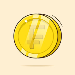 Flat graphic design of Swiss franc gold golden coin cartoon illustration vector isolated suitable used for digital coin, business or finance