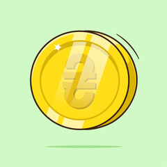 Great gold coin of Ukraine Hryvnia sign or symbol illustration cartoon vector with flat style concept design