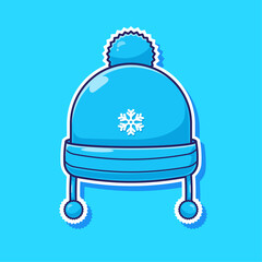 Cute comfortable warm hat illustration cartoon vector suitable used in winter season or autumn season