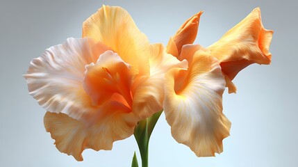 Fototapeta premium Brilliantly colored flower with vivid petals isolated on a clean white background, presented in an upright botanical view with flattening effect, captured in ultra-high-definition UHD 8K macro detail 