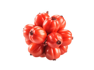 A whole ohelo berry cluster isolated on white background Hawaiian fruit soft red tone
