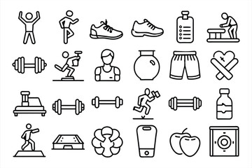 set of gym icons vector