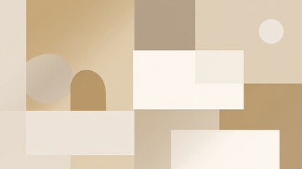 Nordic style abstract poster featuring golden ratio layout with natural sand beige, ivory, and light taupe tones, clean balanced composition with sharp flat color blocks, minimalistic modern design.