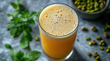 Refreshing orange drink with pistachios