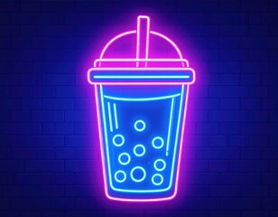 Colorful illustration showcases a tantalizing fast food drink glowing against a dark background.