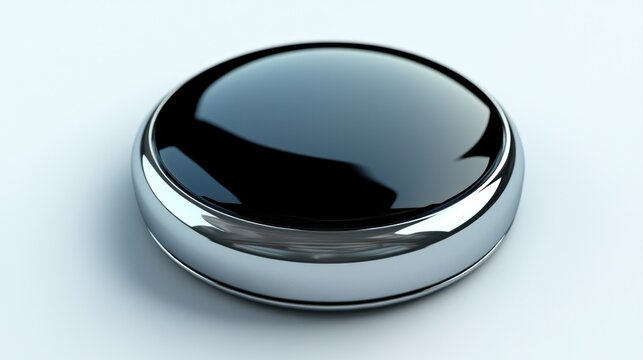 Glossy Black Button with Silver Bezel