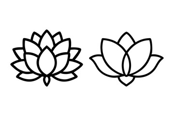 Fototapeta premium Two variations of an elegant lotus flower emerge in this serene minimalist outline