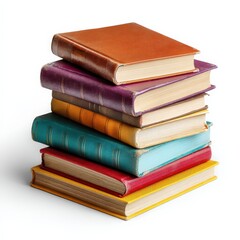 A stack of vintage books in various colors and textures, showcasing a collection of well-loved reads.