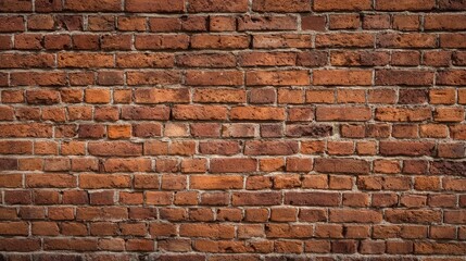 Obraz premium High resolution red brick wall background with detailed texture and horizontal view, showcasing rustic architectural style and natural warm tones for versatile design use.