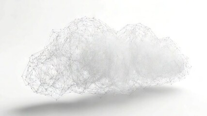 Cloud of Connection: A luminous cloud constructed from delicate, interwoven lines and points, suspended in a dreamlike state, embodies the concept of data and network. - Powered by Adobe