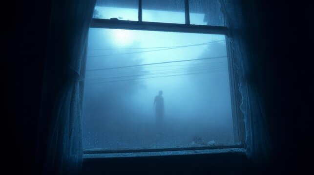 Mysterious Figure in Foggy View