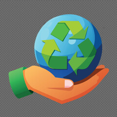 3D Earth Care Model Protecting Our Planet. 3d illustration, 3d element, 3d rendering. 3d visualization isolated on a transparent background
