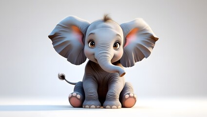 Cute cartoon elephant for childrens books, stickers, and apparel. Perfect for whimsical designs and animalthemed projects. Ideal for kids products.