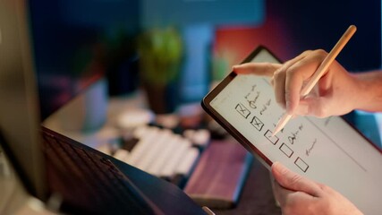 check mark graphic tablet checklist office interior