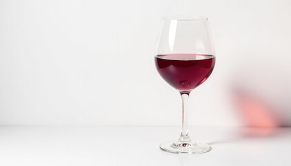 Rich red wine in a glass, pristine white backdrop, still life, cabernet