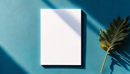 A4 Mockup - Invitation, Letterhead, Letter, Contract, Greetings Card or Menu, Template for Wedding, Birthday, Party, Christmas, Thanksgiving and New Year with Turquoise Background