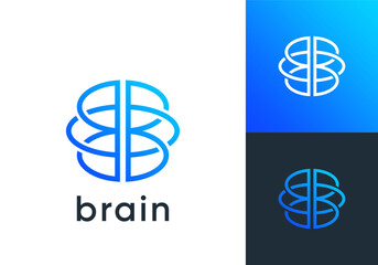 simple brain logo design. smart brain innovation technology vector design inspiration