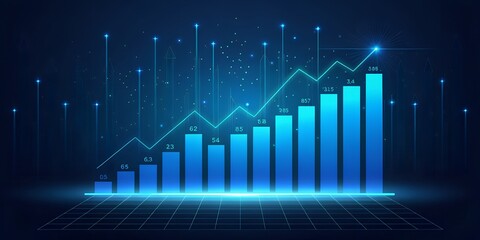 Stock market growth chart business financial data on transparent background