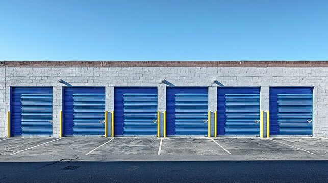 Row of blue storage units